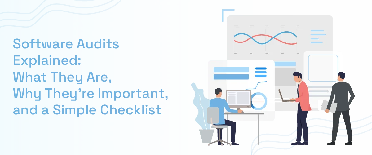 Illustration showing the process of conducting a software audit checklist